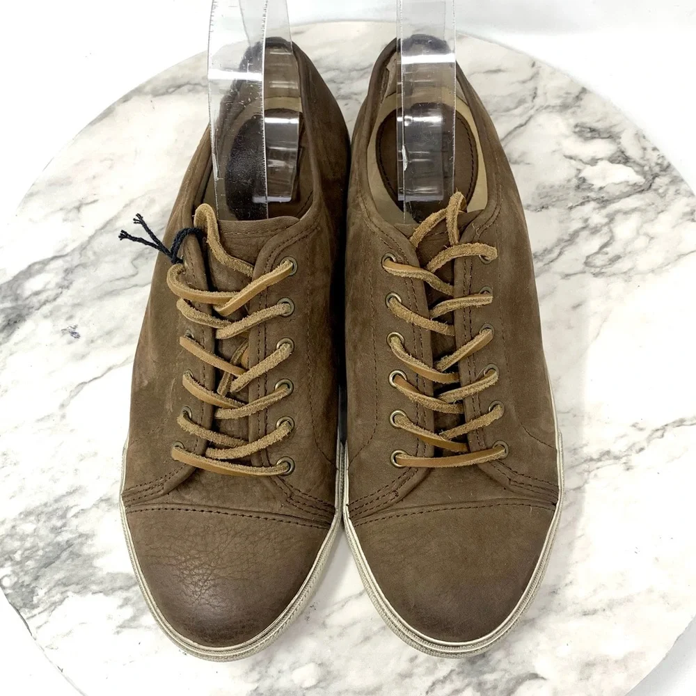 Frye Mindy Low Brown Nubuck Leather Sneaker 9 Casual Neutral Athleisure Bohemian - Picture 6 of 16